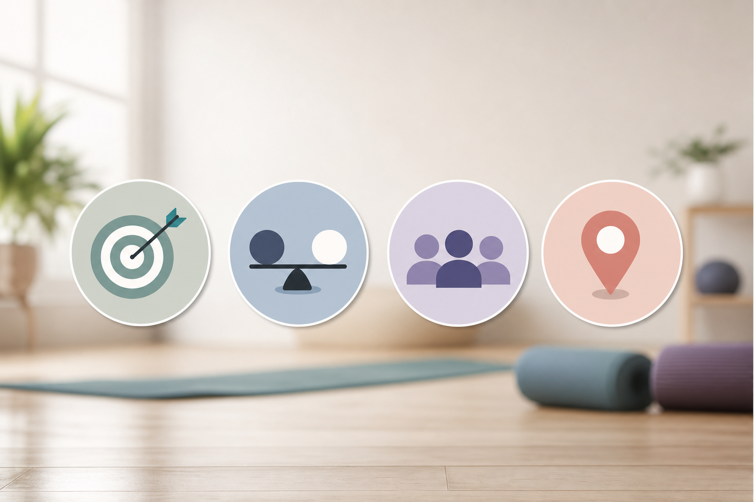 An informative illustration or infographic showing 4 icons representing the selection criteria: a ta