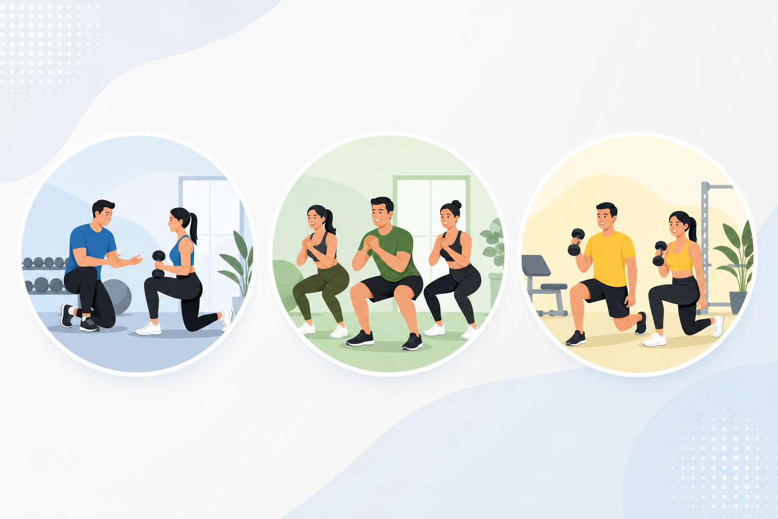 An infographic-style illustration showing three distinct icons representing different class types: a