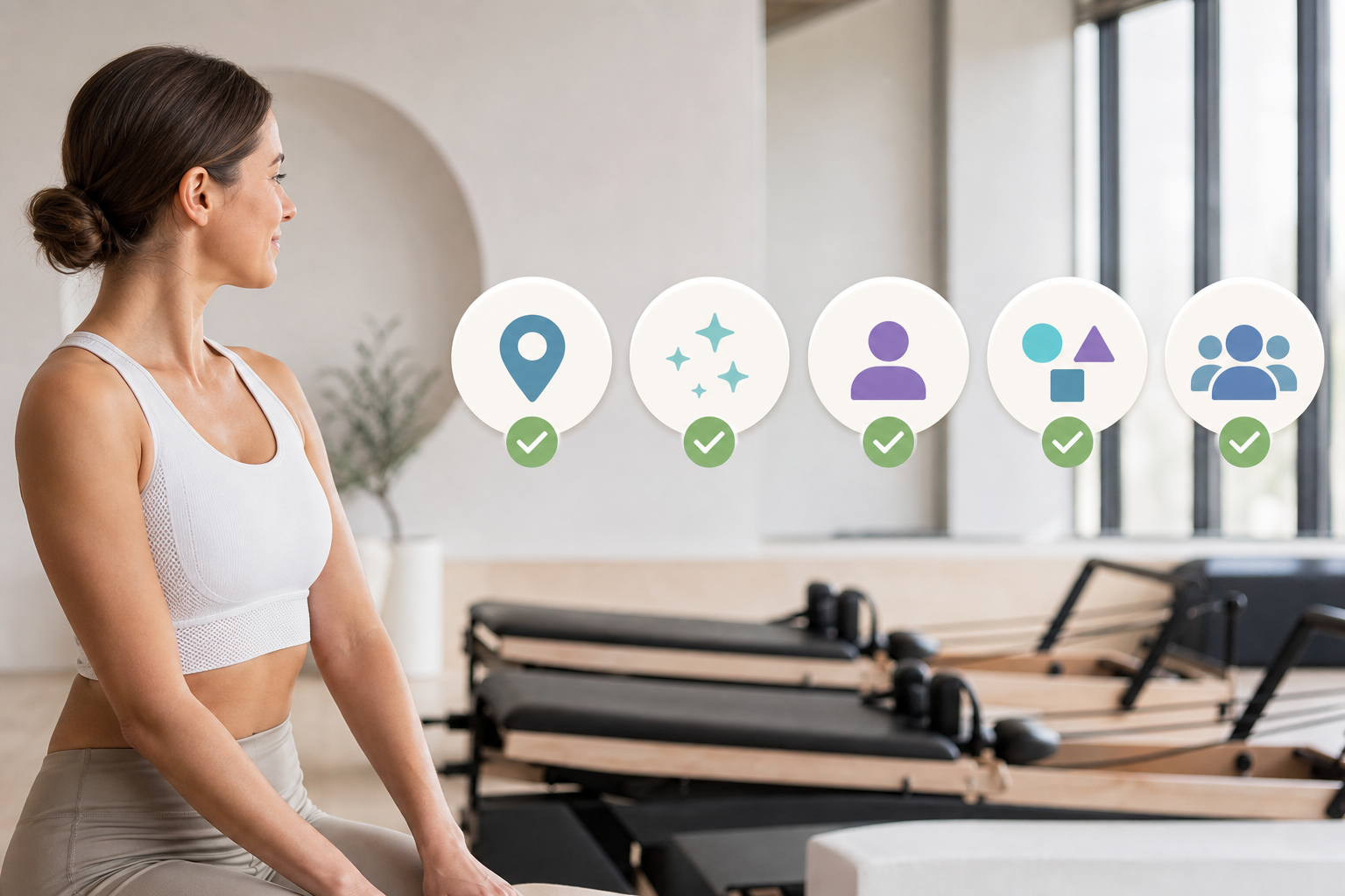 An informative illustration or infographic showing 5 checkmark icons representing key criteria for c