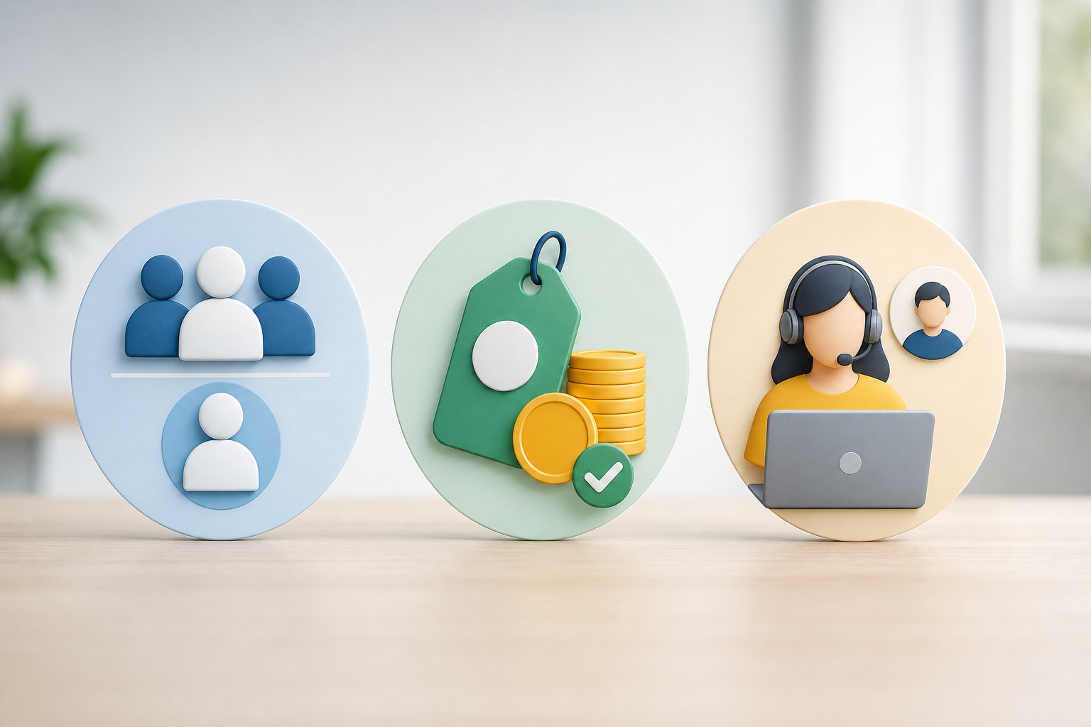 An informative infographic illustration showing three icons representing 'Lesson Formats (Group/Pers