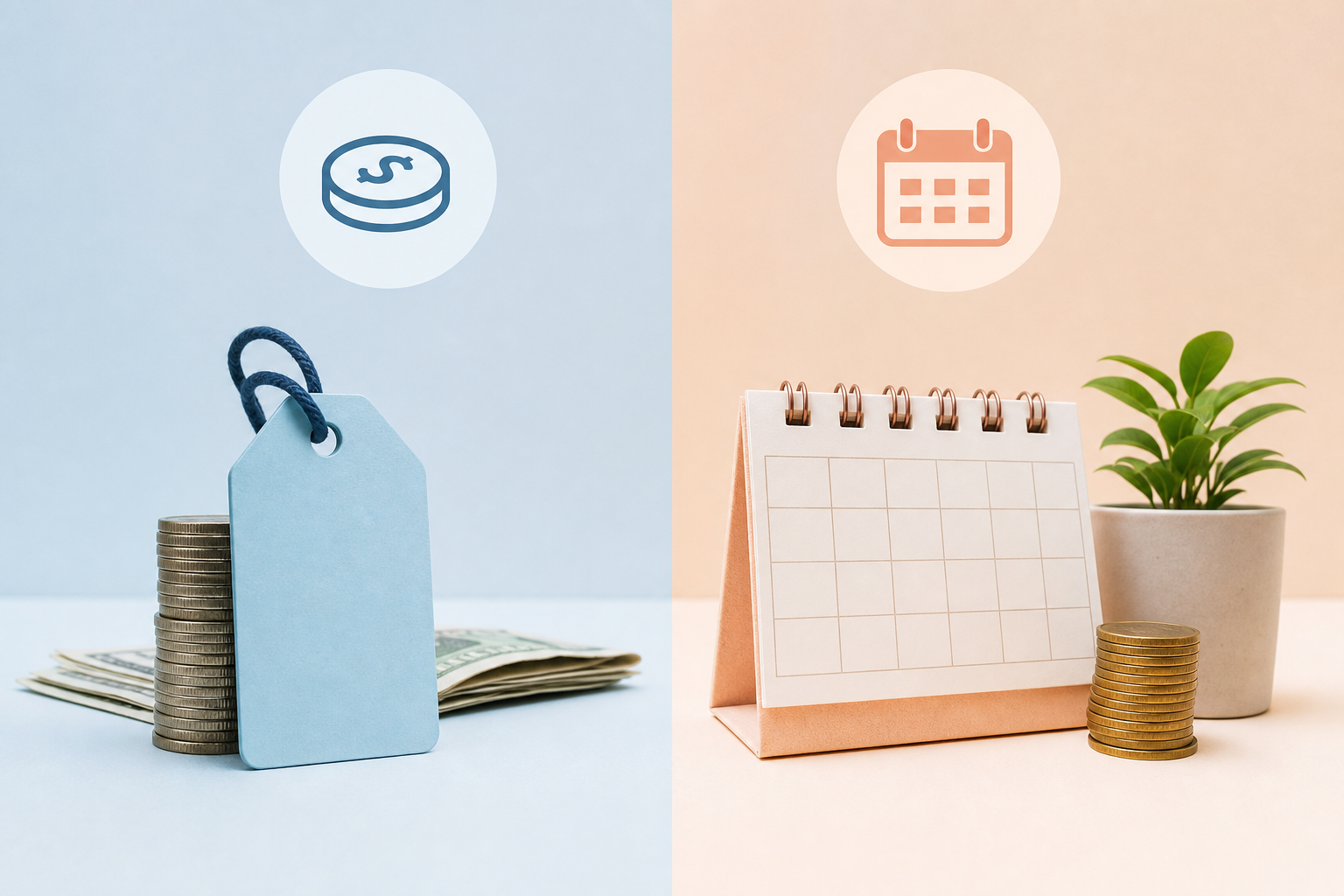 An infographic illustration comparing two financial planning elements: 'Trial Price' versus 'Monthly