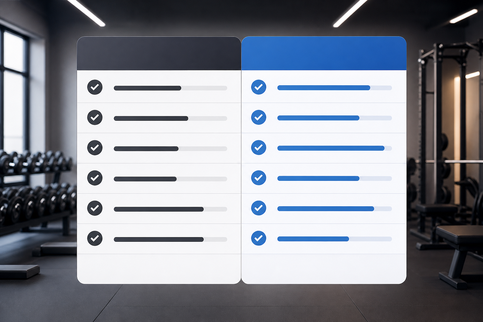 A clean, easy-to-read comparison table design mockup showing two columns side-by-side. The visual re