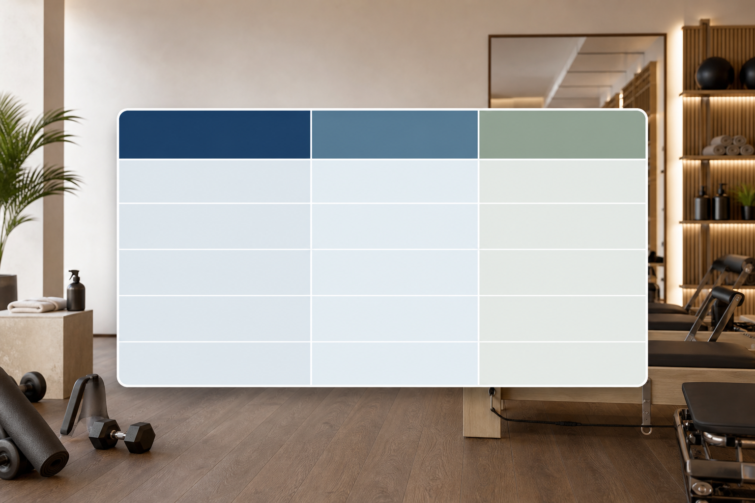 A clean, organized comparison table visual represented as a graphic. Columns for 'Lesson Type', 'Exp
