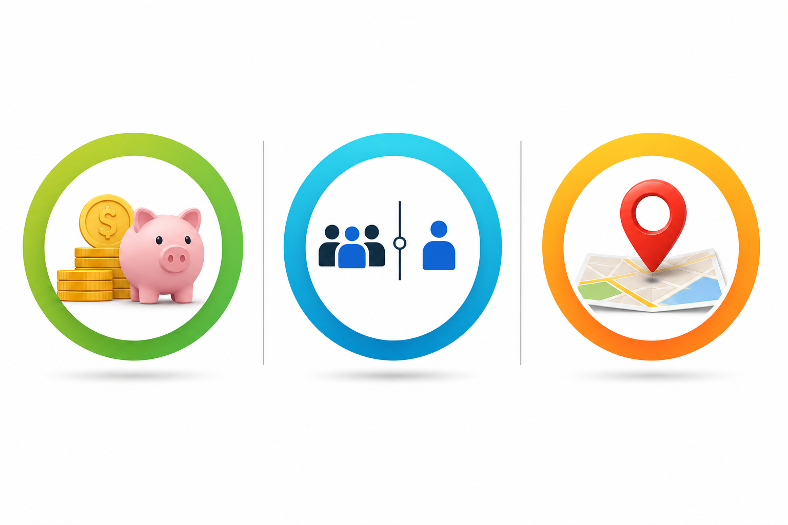 An informative infographic layout for beginners, showing three distinct icons or steps representing: